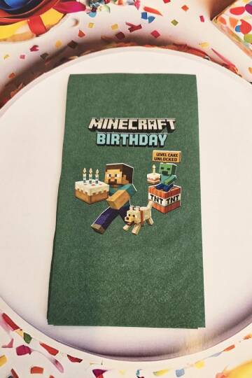Minecraft Doğum Günü Peçetesi Yeşil 12li Paket - 2