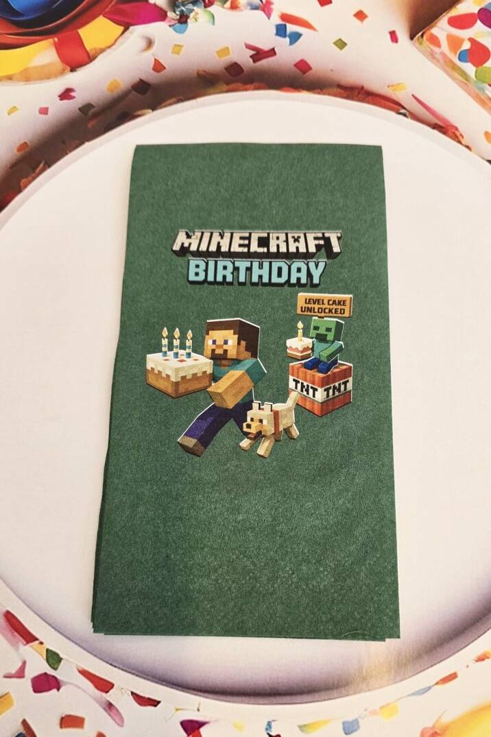Minecraft Doğum Günü Peçetesi Yeşil 12li Paket - 2