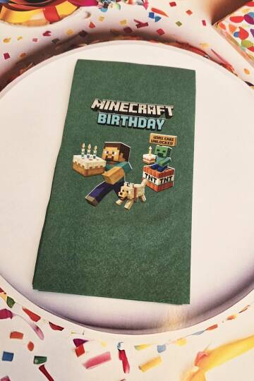 Minecraft Doğum Günü Peçetesi Yeşil 12li Paket - 3