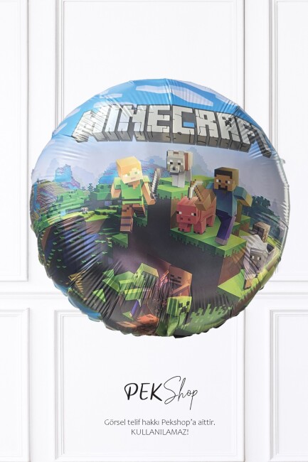 Minecraft Konsept Yuvarlak Folyo Balon 18inç Minecraft Tema Baskılı Yuvarlak Folyo Balon - 2