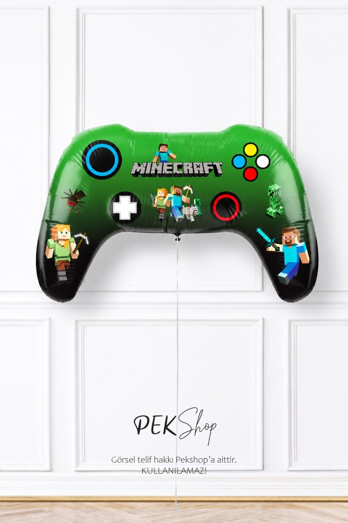 Minecraft Konsol Oyun Kolu Şekilli Joystick Folyo Balon - 1