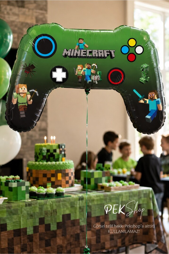 Minecraft Konsol Oyun Kolu Şekilli Joystick Folyo Balon - 2