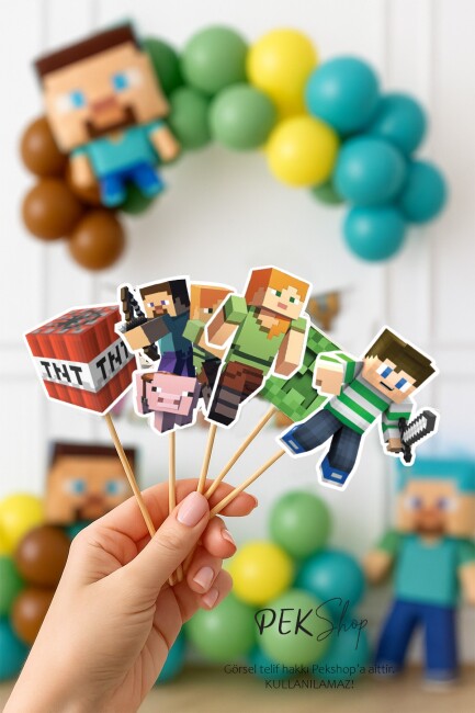 Minecraft Kürdan Süsleri Lüks Büyük Boy 10lu Paket