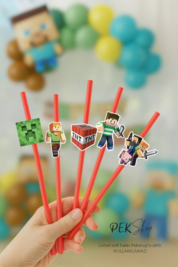 Minecraft Pipet Süsleri 10lu Minecraft Konsept Lüks Pipet Paketi - 1