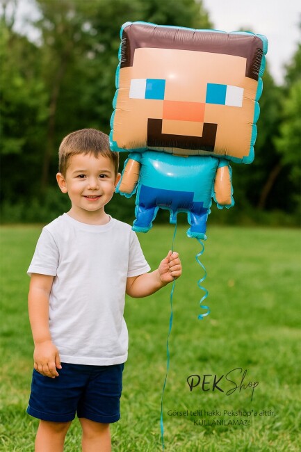 Minecraft Steve Folyo Balon Doğum Günü Balonu - 1