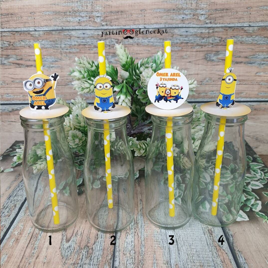 Minions Konsept Pipet Süslü Limonata Şişesi - 1