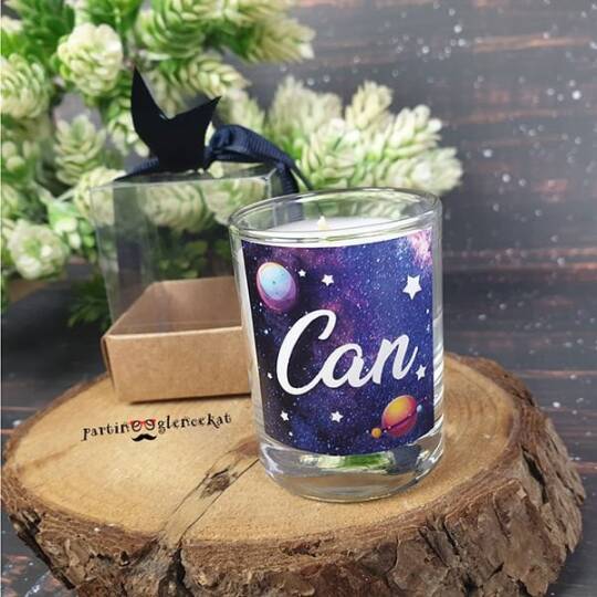Moon and Back Konsept Doğum Hediyesi Bardak Mum