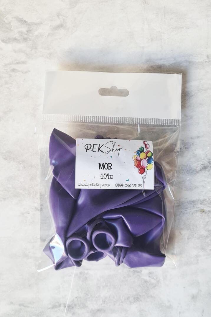 Mor Balon 10 Adet - 12 inc 30 cm Parti Balonu - 2