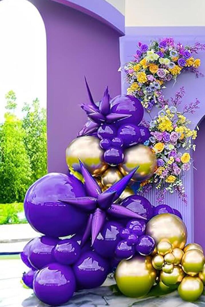 Mor Kutup Yıldızı Folyo Balon Tek Parça Büyük Kutup Yıldız Balon 27inç 70cm - 2