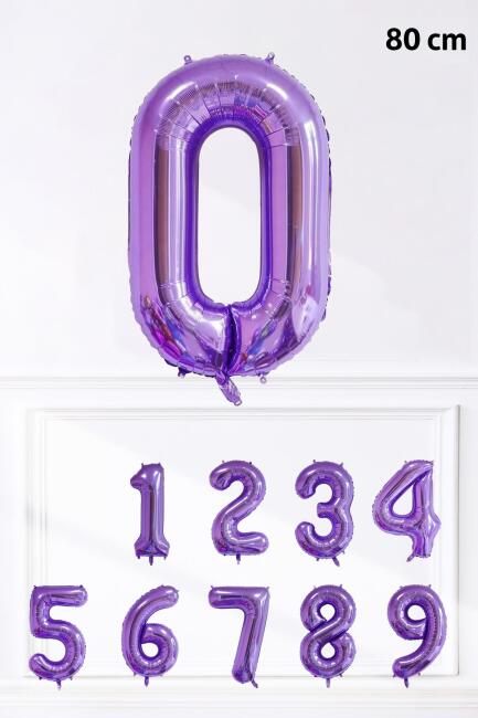 Mor Rakam Folyo Balon Büyük Boy Mor Sayı Yaş Balonu 85cm 34inç - 2