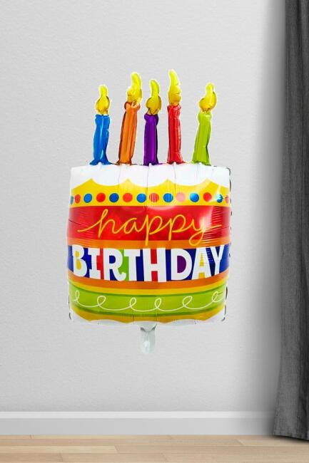 Mumlu Pasta Happy Birthday Balon Doğum Günü Parti Balonu - 1