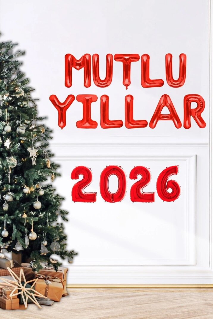 Mutlu Yıllar 2026 Balon Seti Harf ve Rakam 2026 Yılbaşı Balon Süsleme Seti - 1