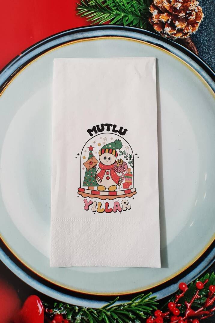 Mutlu Yıllar Yazılı Retro Yılbaşı - Yeni Yıl Sunum Peçetesi - 1