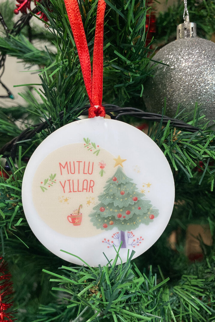 Mutlu Yıllar Yazılı Yılbaşı Ağacı Süsü - 1