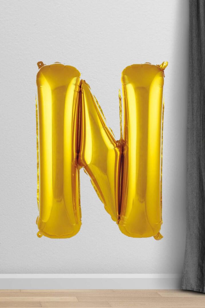 N Harfi Folyo Balon Gold 100 cm 40 inç 1 Metre Altın - 1