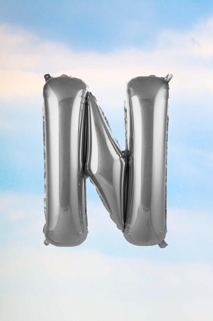 N Harfi Gümüş Folyo Balon 100 cm 40 inç 1 Metre Silver - 1