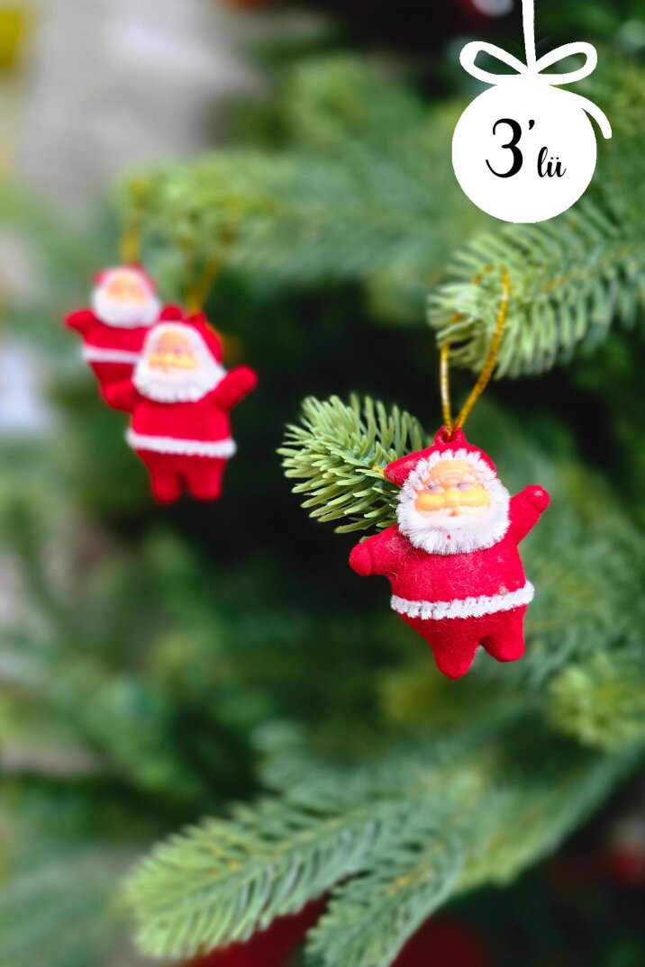 Neol Baba Yılbaşı Ağacı Süsleri 3lü 5 cm Noel Baba Çam Ağacı Süsü Kırmızı 3lü Paket - 1