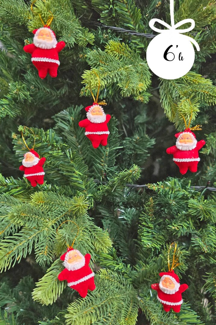 Neol Baba Yılbaşı Ağacı Süsleri 6lı 5 cm Noel Baba Çam Ağacı Süsü Kırmızı 6lı Paket - 1