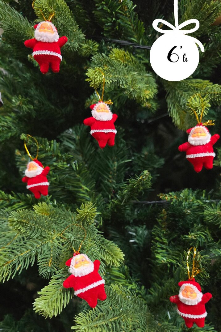 Neol Baba Yılbaşı Ağacı Süsleri 6lı 5 cm Noel Baba Çam Ağacı Süsü Kırmızı 6lı Paket - 2
