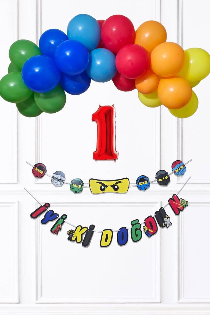 Ninja Konsept Doğum Günü Balon Banner SetiNinja Tema Süsleme Seti - 1