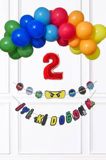 Ninja Konsept Doğum Günü Balon Banner SetiNinja Tema Süsleme Seti - 3