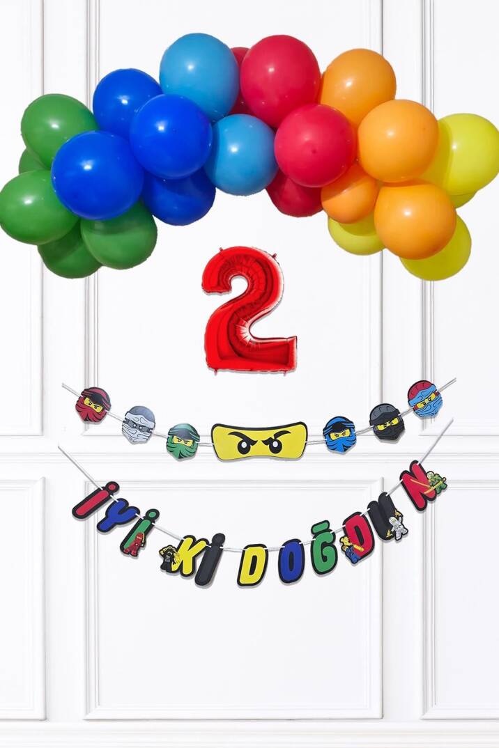 Ninja Konsept Doğum Günü Balon Banner SetiNinja Tema Süsleme Seti - 3