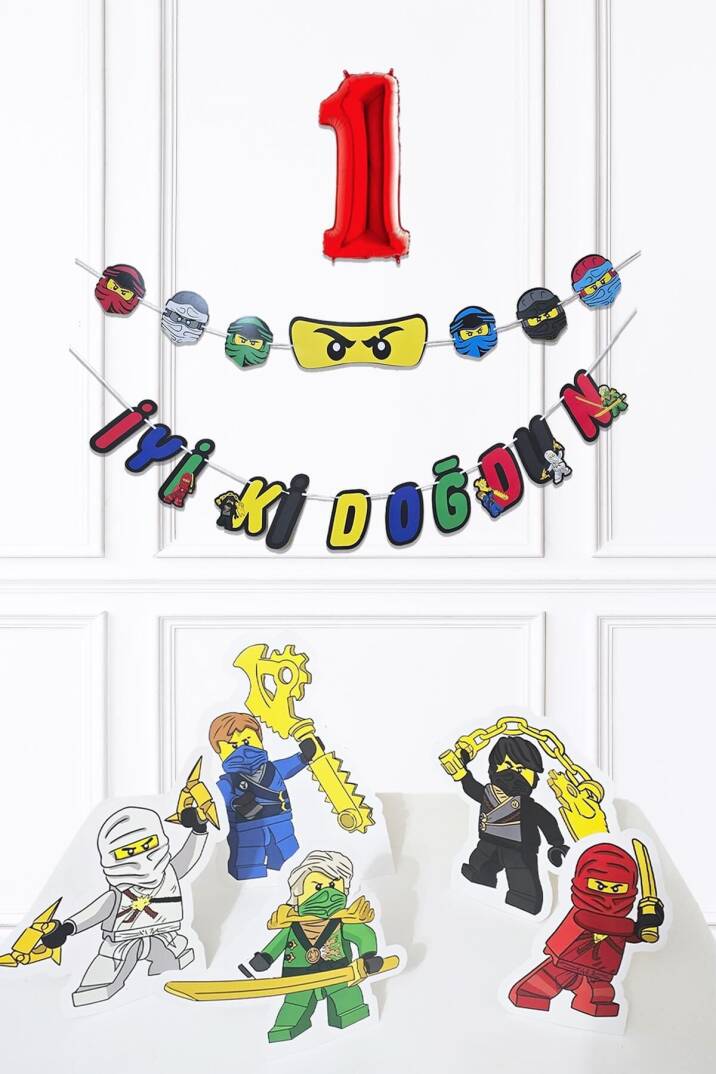 Ninja Konsept Doğum Günü Yaş Balonlu Ninja Tema Süsleme Seti - 1