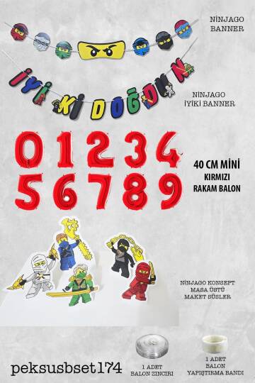 Ninja Konsept Doğum Günü Yaş Balonlu Ninja Tema Süsleme Seti - 2