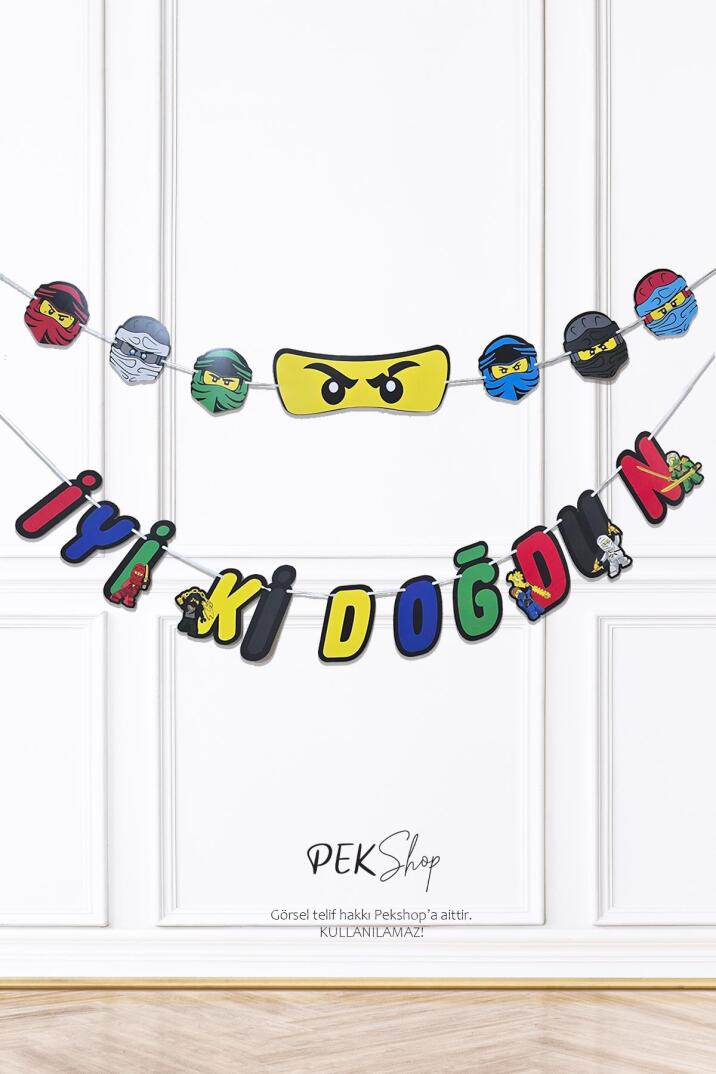 Ninjalar Banner Seti 2li İyi Ki Doğdun ve Ninja Banner Duvar Süsü Ninja Doğum Günü - 1