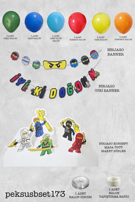 Ninjalar Tema Doğum Günü Balon Zinciri Seti Ninja Konsept Doğum Günü Süsleme Seti - 2