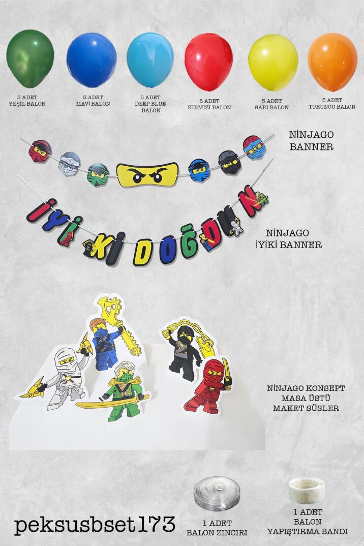 Ninjalar Tema Doğum Günü Balon Zinciri Seti Ninja Konsept Doğum Günü Süsleme Seti - 2