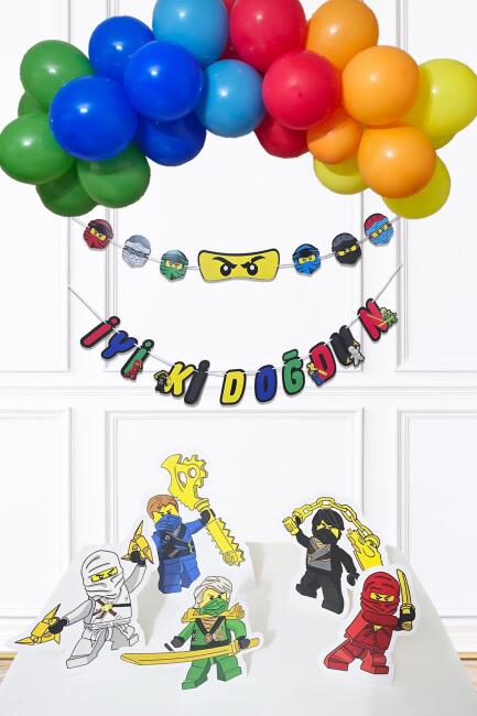 Ninjalar Tema Doğum Günü Balon Zinciri Seti Ninja Konsept Doğum Günü Süsleme Seti