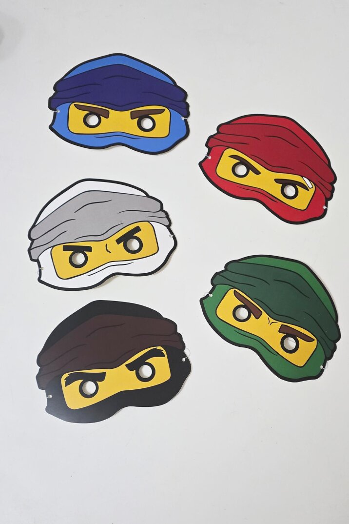 Ninjalar Tema Karton Maskeler 5li Ninja Konsept Doğum Günü - 1