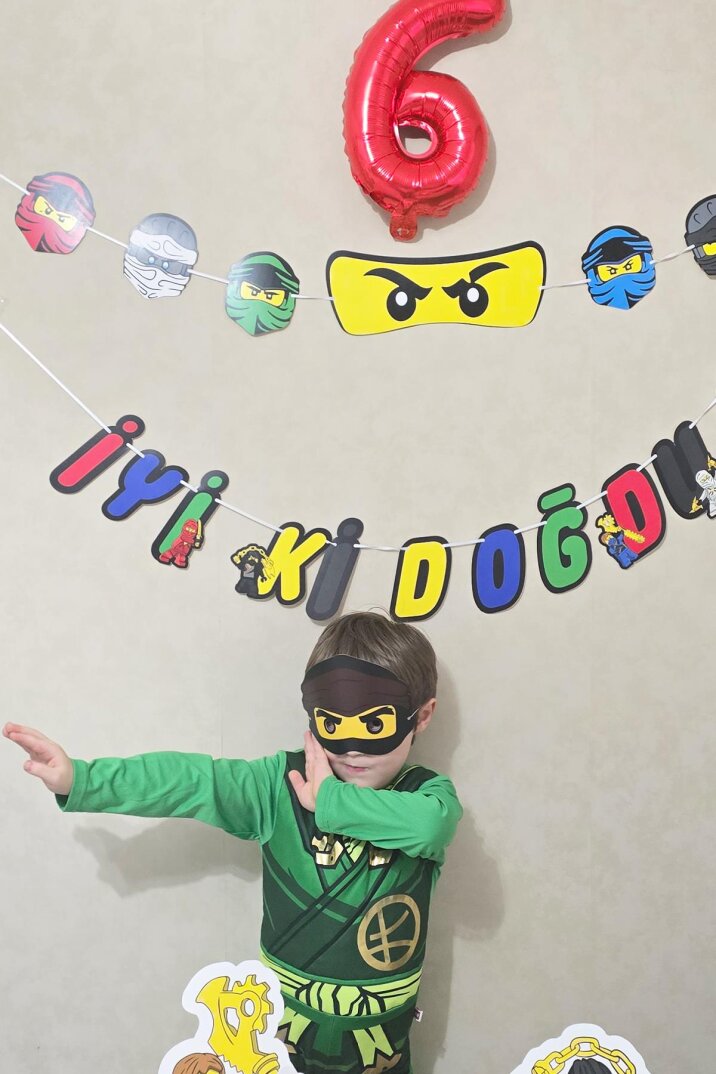 Ninjalar Tema Karton Maskeler 5li Ninja Konsept Doğum Günü - 2