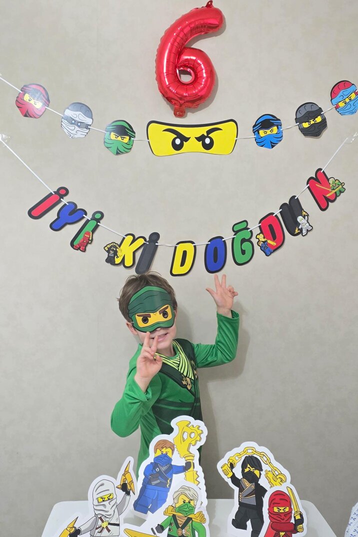 Ninjalar Tema Karton Maskeler 5li Ninja Konsept Doğum Günü - 6