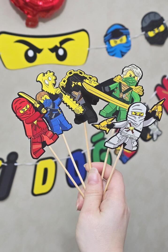 Ninjalar Tema Kürdan Süsleri Cupcake Süsleri Lüks Büyük Boy 10lu Paket - 1