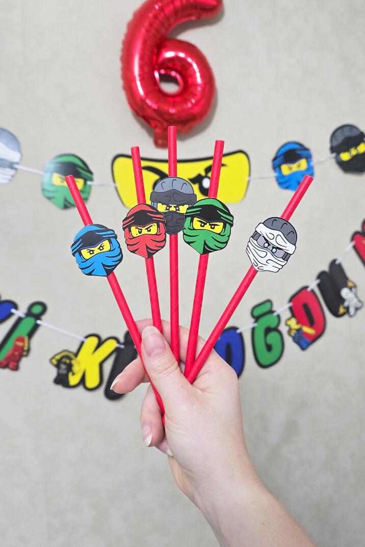 Ninjalar Tema Pipet Süsleri 10lu Ninja Konsept Lüks Pipet Paketi - 1