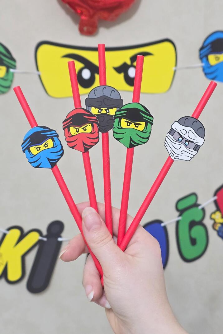 Ninjalar Tema Pipet Süsleri 10lu Ninja Konsept Lüks Pipet Paketi - 2
