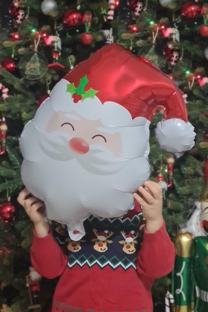 Noel Baba Balonu Yılbaşı Süsleri Noel Baba Kafası Balon 45cm - 1