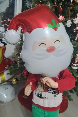 Noel Baba Balonu Yılbaşı Süsleri Noel Baba Kafası Balon 45cm - 2