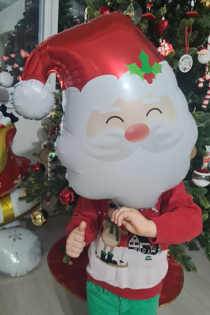 Noel Baba Balonu Yılbaşı Süsleri Noel Baba Kafası Balon 45cm - 2
