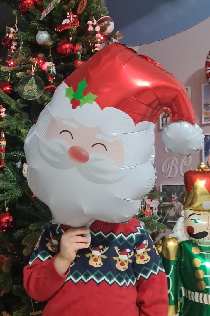Noel Baba Balonu Yılbaşı Süsleri Noel Baba Kafası Balon 45cm - 3