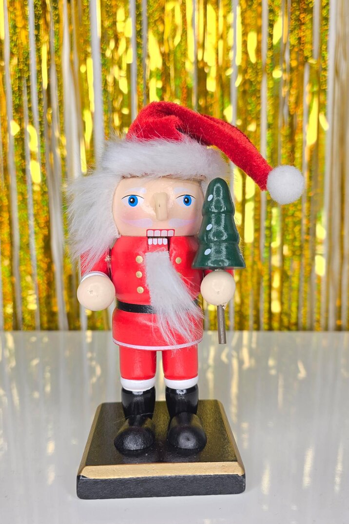 Noel Baba Fındıkkıran Masa Üstü Süs Obje Şapkalı Noel Baba Yılbaşı Masa Süsü 16cm - 1