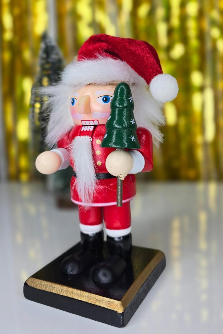 Noel Baba Fındıkkıran Masa Üstü Süs Obje Şapkalı Noel Baba Yılbaşı Masa Süsü 16cm - 2