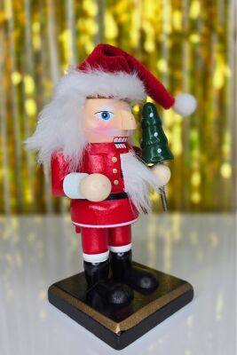 Noel Baba Fındıkkıran Masa Üstü Süs Obje Şapkalı Noel Baba Yılbaşı Masa Süsü 16cm - 3
