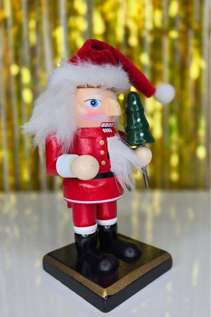 Noel Baba Fındıkkıran Masa Üstü Süs Obje Şapkalı Noel Baba Yılbaşı Masa Süsü 16cm - 3