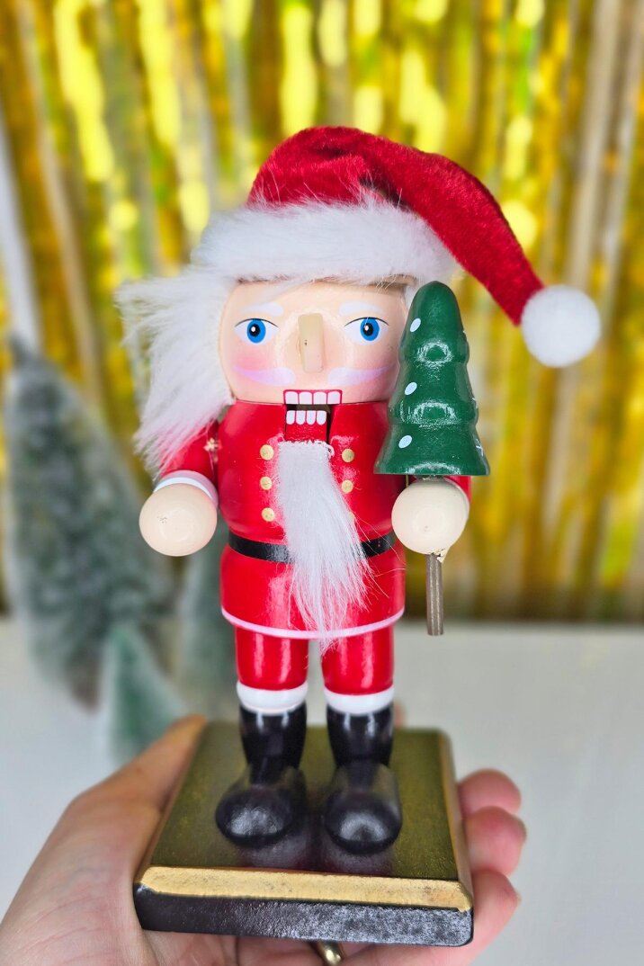 Noel Baba Fındıkkıran Masa Üstü Süs Obje Şapkalı Noel Baba Yılbaşı Masa Süsü 16cm - 4