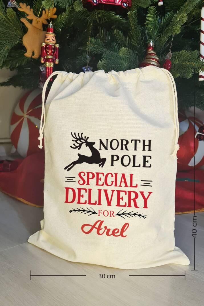 North Pole Special Delivery İsme Özel Yılbaşı Hediye Kesesi - 1