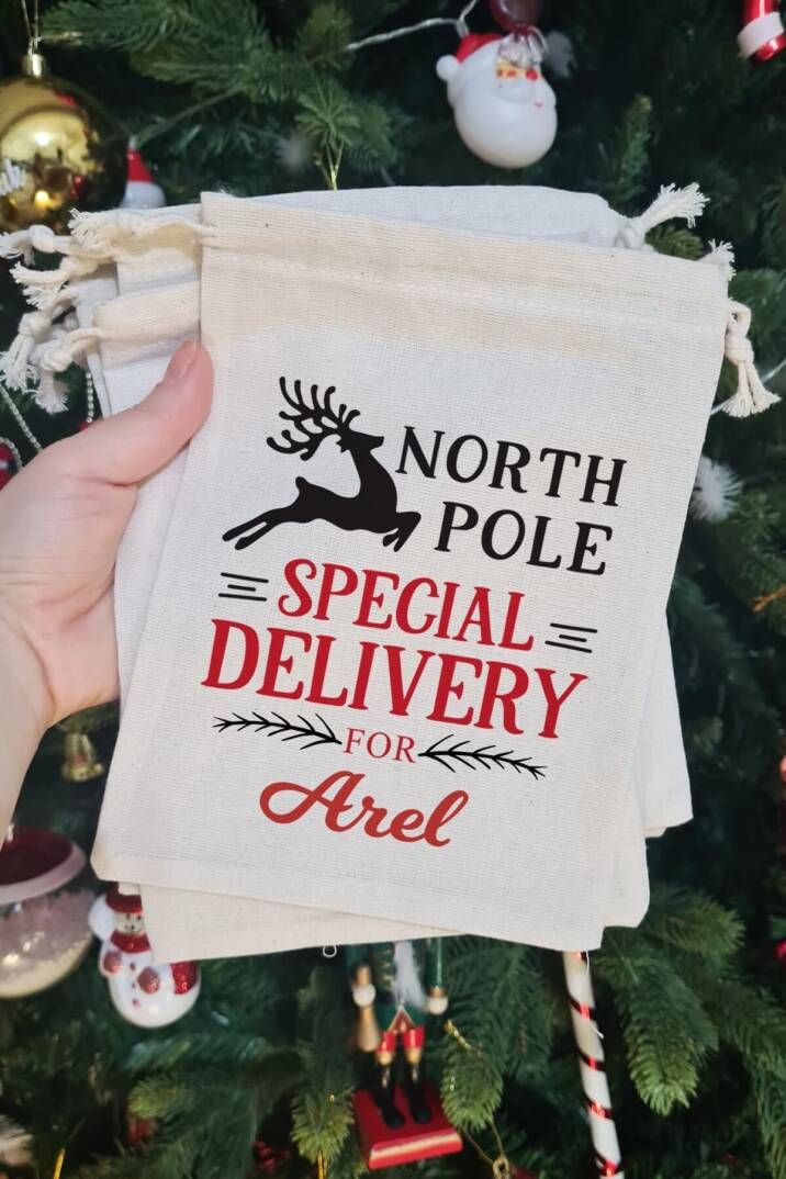 North Pole Special Delivery İsme Özel Yılbaşı Hediye Kesesi - 2