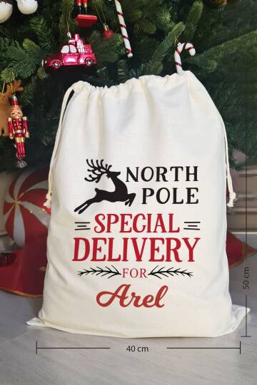 North Pole Special Delivery İsme Özel Yılbaşı Hediye Kesesi - 3